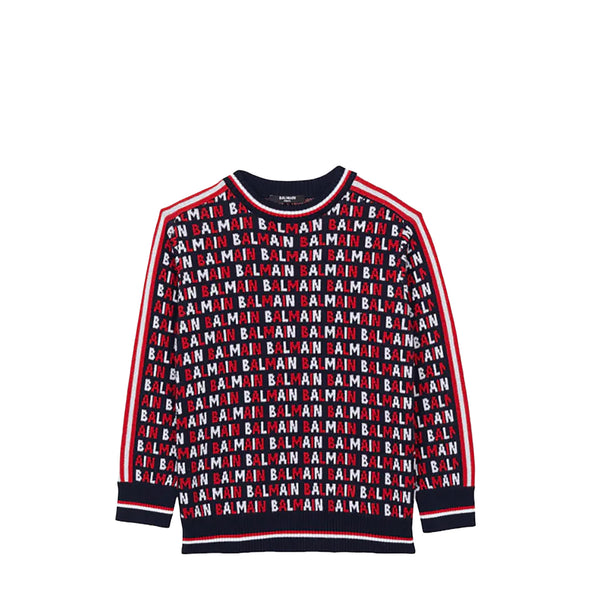 Balmain Kids Monogram Jacquard Jumper Sweater