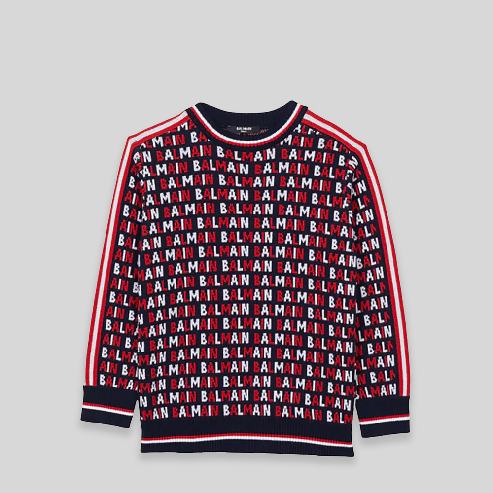 Balmain Kids Monogram Jacquard Jumper Sweater