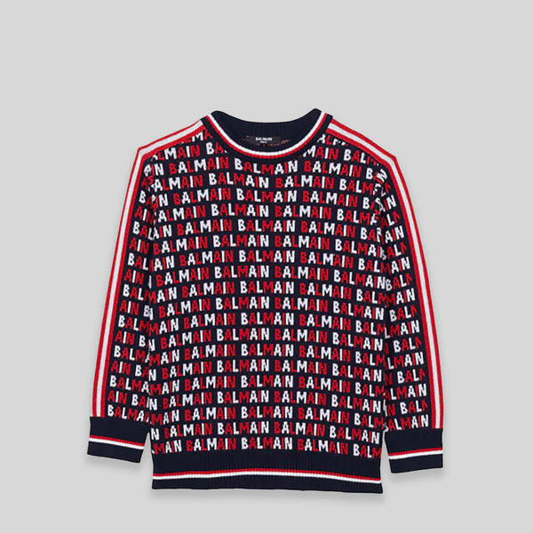 Balmain Kids Monogram Jacquard Jumper Sweater