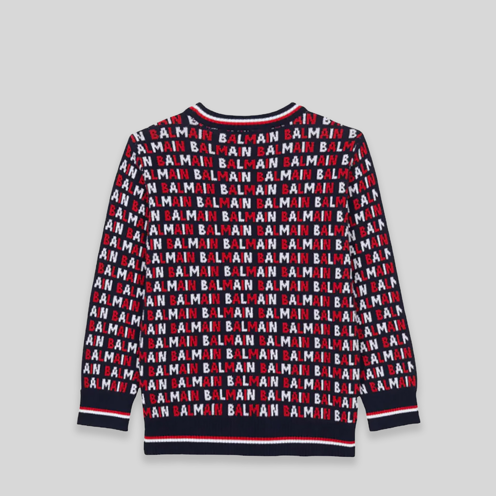 Balmain Kids Monogram Jacquard Jumper Sweater