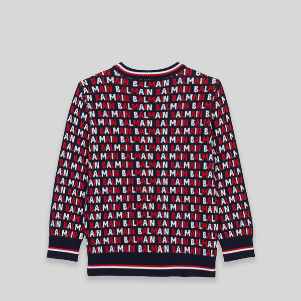 Balmain Kids Monogram Jacquard Jumper Sweater