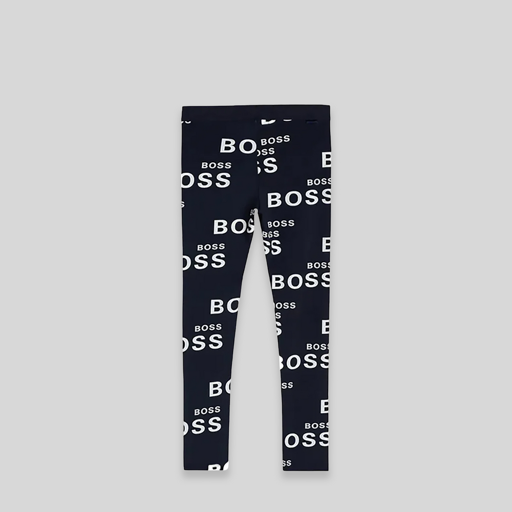 Hugo Boss Kids Girl's All-Over Print Logo Leggings