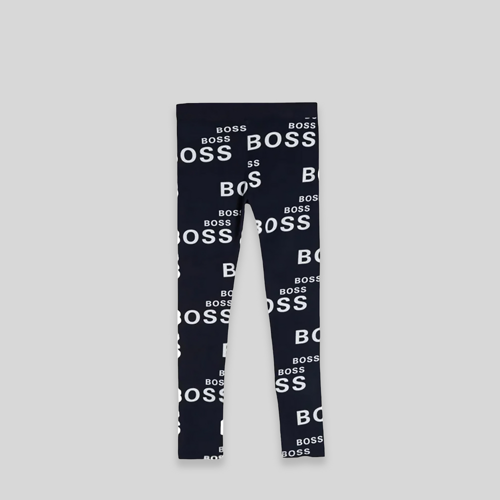 Hugo Boss Kids Girl's All-Over Print Logo Leggings
