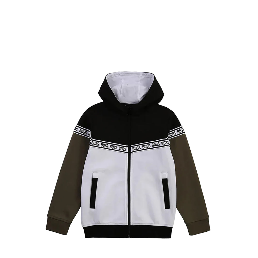 Hugo Boss Kids Full-Zip Up Tape Hoodie Sweatshirt