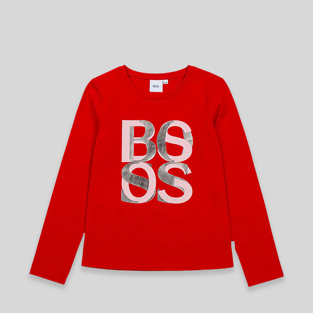 Hugo Boss Kids Girl's Long Sleeve Logo T-Shirt