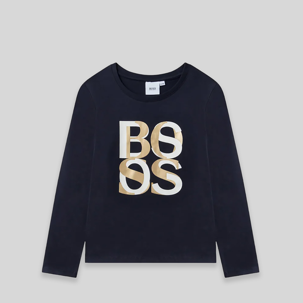 Hugo Boss Kids Girl's Long Sleeve Logo T-Shirt