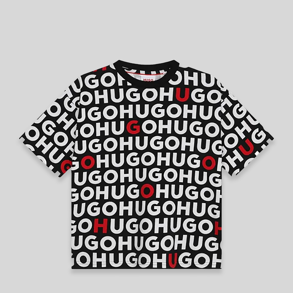 Hugo by Hugo Boss Kids All-Over Logo Short Sleeve T-Shirt