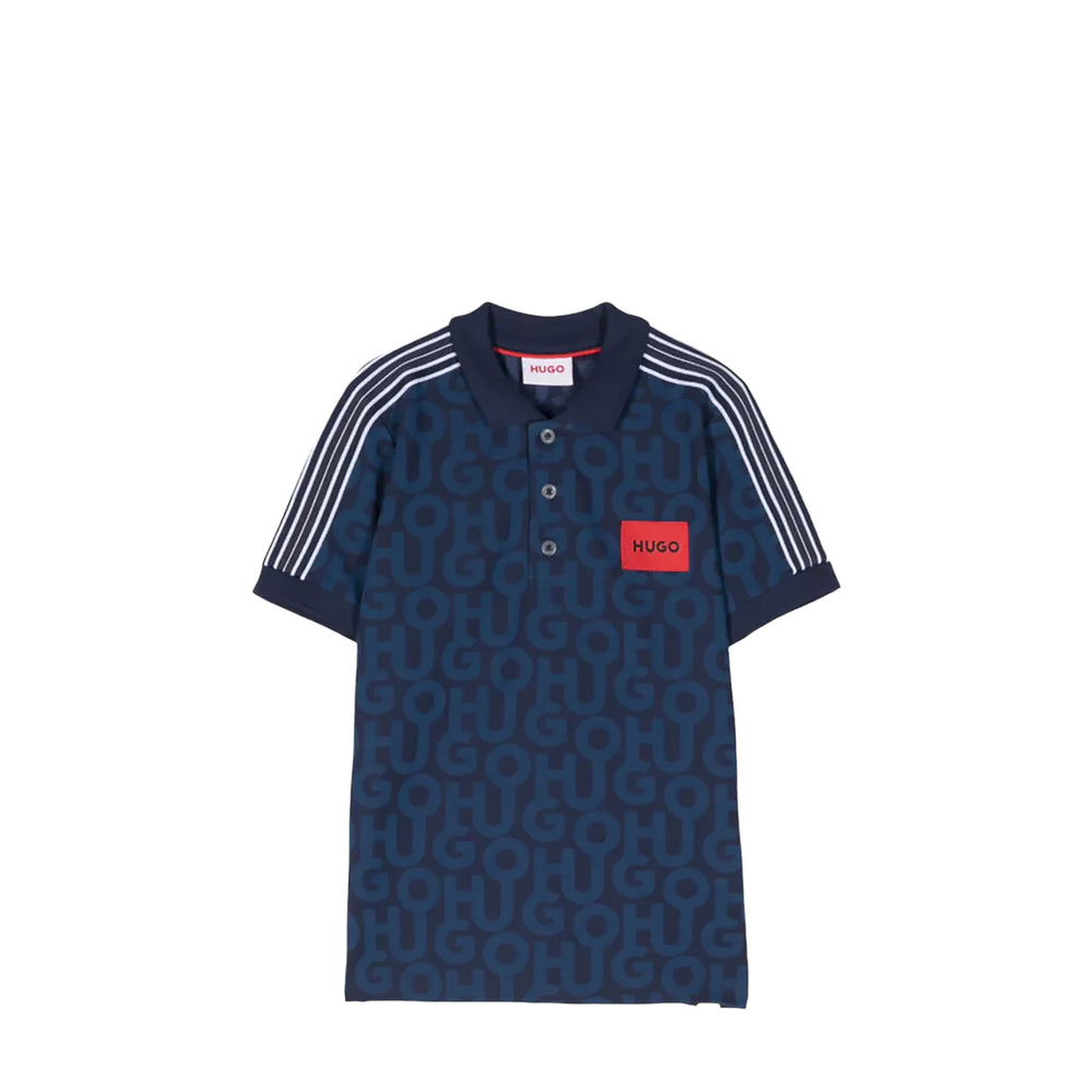 HUGO by Hugo Boss Kids Piqué Monogram Side Stripe Polo Shirt
