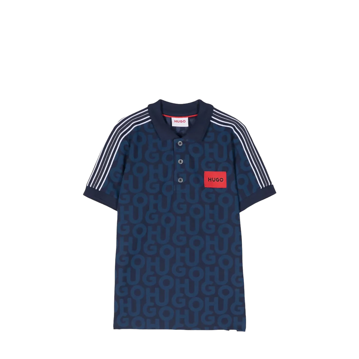 HUGO by Hugo Boss Kids Piqué Monogram Side Stripe Polo Shirt