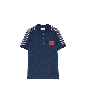 HUGO by Hugo Boss Kids Piqué Monogram Side Stripe Polo Shirt