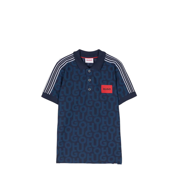 HUGO by Hugo Boss Kids Piqué Monogram Side Stripe Polo Shirt