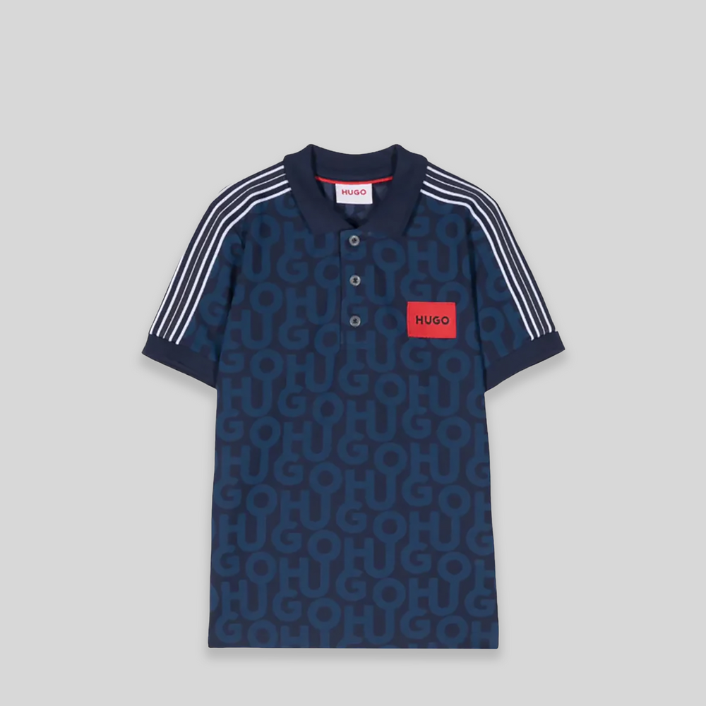 HUGO by Hugo Boss Kids Piqué Monogram Side Stripe Polo Shirt