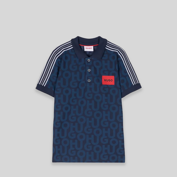 HUGO by Hugo Boss Kids Piqué Monogram Side Stripe Polo Shirt