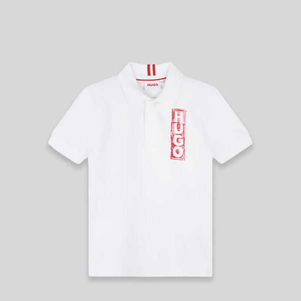 HUGO by Hugo Boss Kids Label Logo Pique Polo Shirt