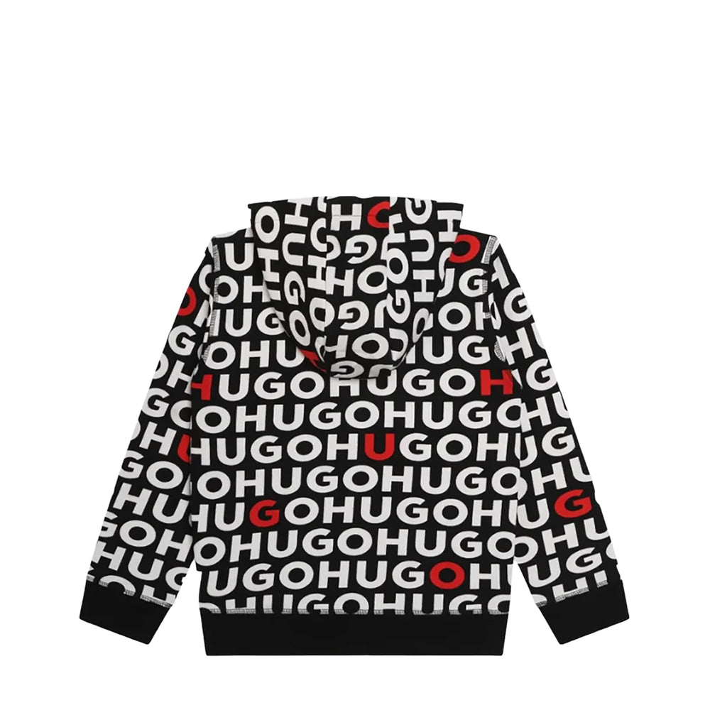 Hugo by Hugo Boss Kids All-Over Logo Full-Zip Hoodie Sweatshirt