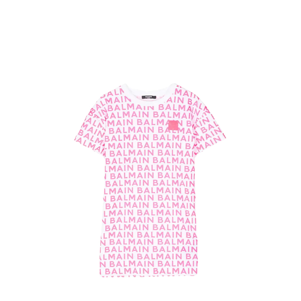 Balmain Kids All-Over Logo Print T-Shirt Dress