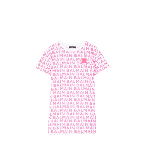 Balmain Kids All-Over Logo Print T-Shirt Dress