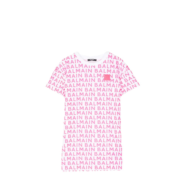 Balmain Kids All-Over Logo Print T-Shirt Dress