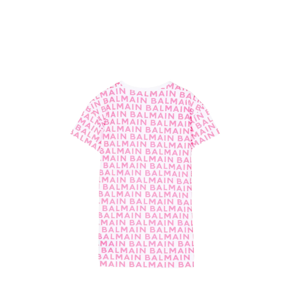 Balmain Kids All-Over Logo Print T-Shirt Dress