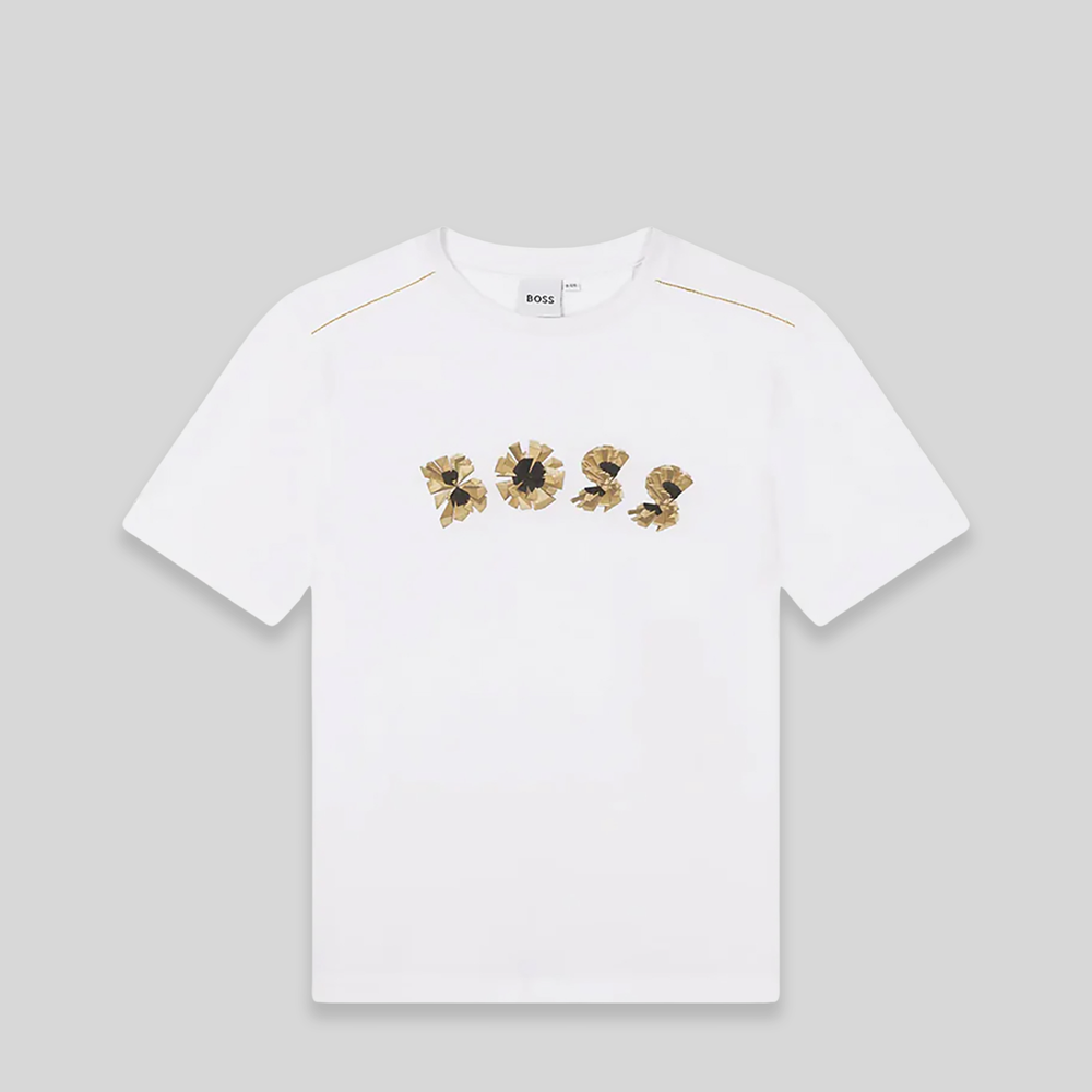 Hugo Boss Kids Gold Bar Graphic Logo T-Shirt