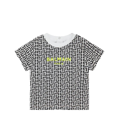 Balmain Kids Toddler's Monogram Logo Short Sleeve T-Shirt