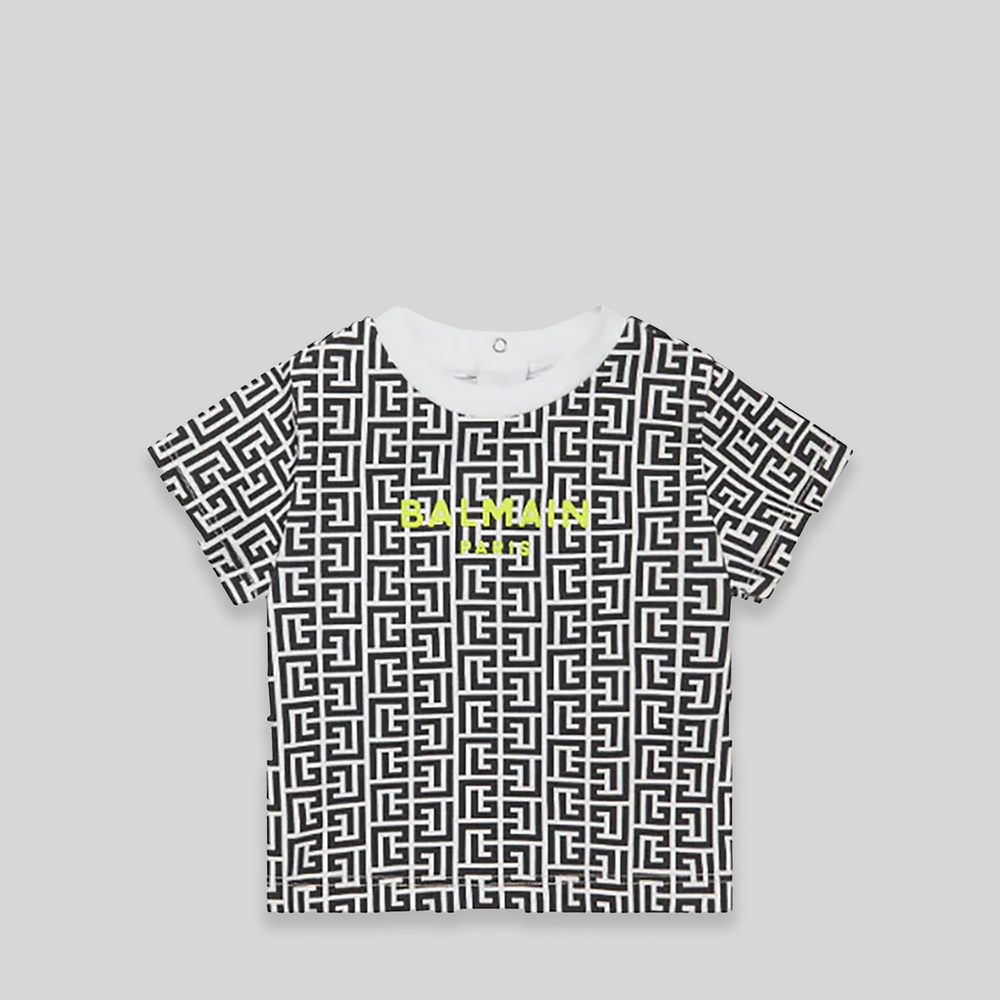 Balmain Kids Toddler's Monogram Logo Short Sleeve T-Shirt