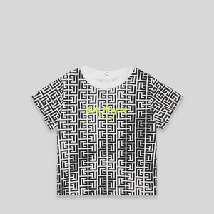 Balmain Kids Toddler's Monogram Logo Short Sleeve T-Shirt