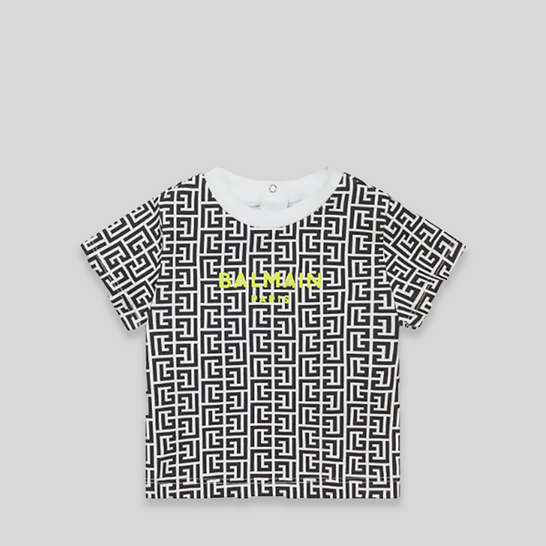 Balmain Kids Toddler's Monogram Logo Short Sleeve T-Shirt