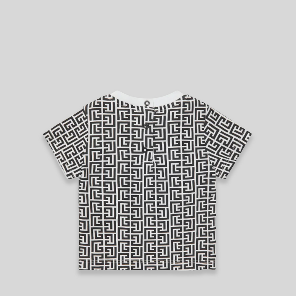 Balmain Kids Toddler's Monogram Logo Short Sleeve T-Shirt