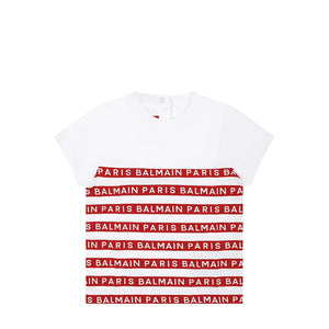 Balmain Kids Toddler's Striped Logo Short Sleeve T-Shirt