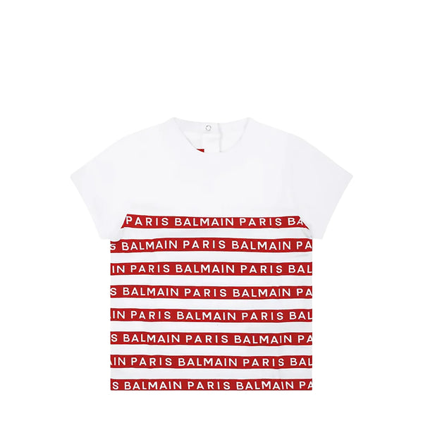 Balmain Kids Toddler's Striped Logo Short Sleeve T-Shirt