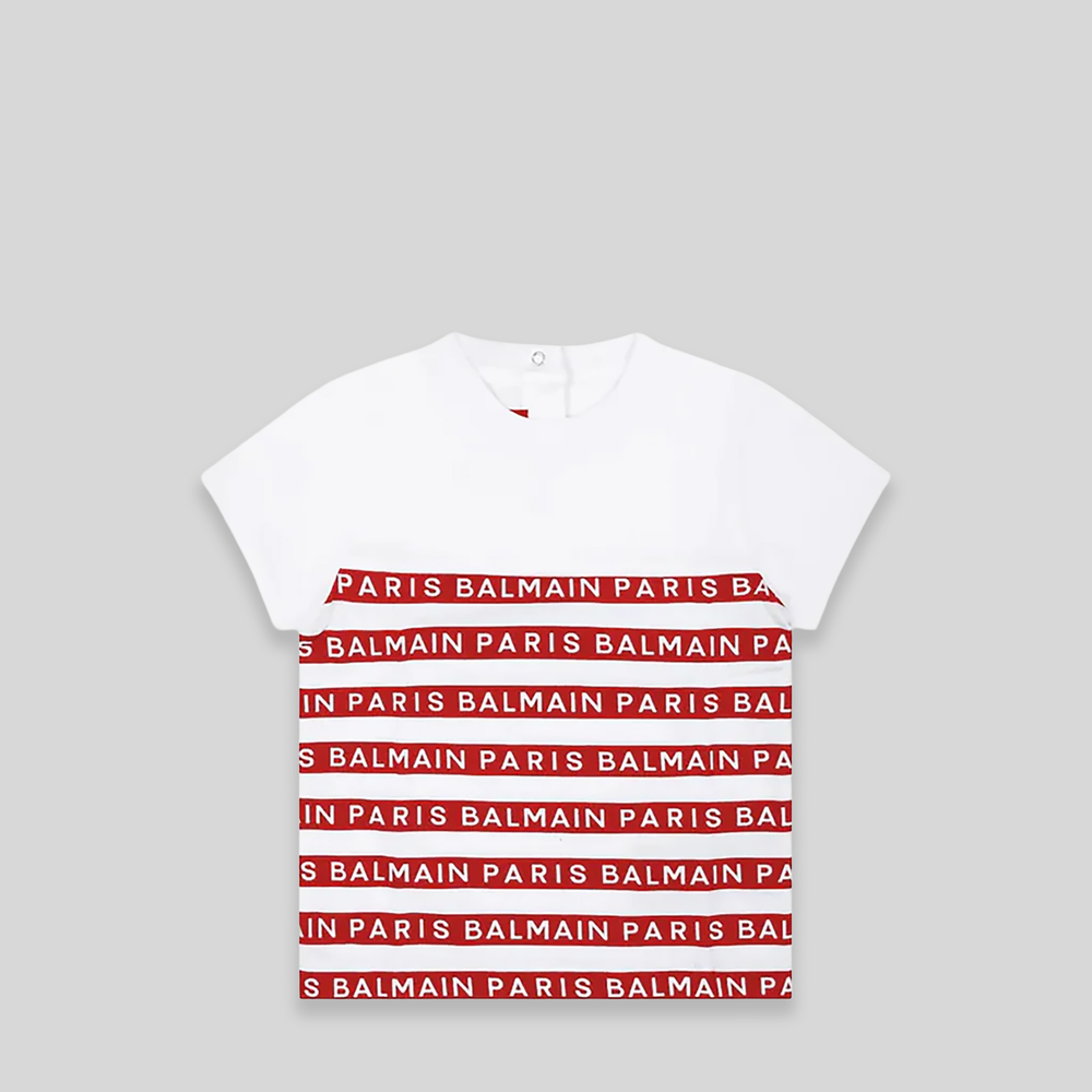 Balmain Kids Toddler's Striped Logo Short Sleeve T-Shirt
