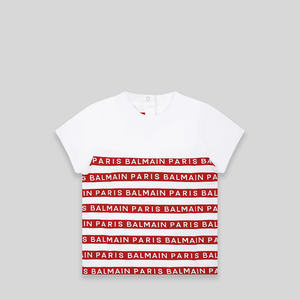 Balmain Kids Toddler's Striped Logo Short Sleeve T-Shirt
