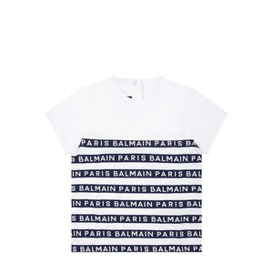 Balmain Kids Toddler's Striped Logo Short Sleeve T-Shirt