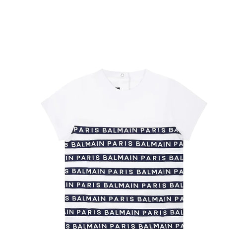 Balmain Kids Toddler's Striped Logo Short Sleeve T-Shirt