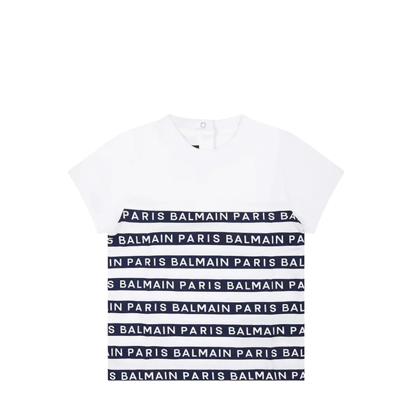 Balmain Kids Toddler's Striped Logo Short Sleeve T-Shirt