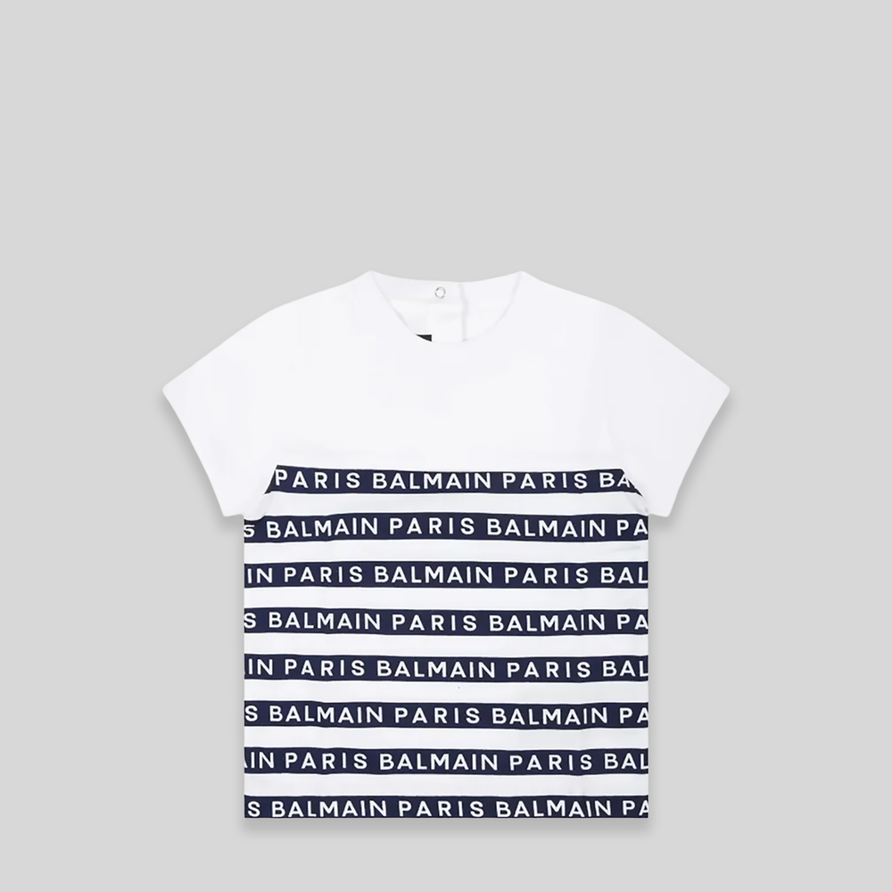 Balmain Kids Toddler's Striped Logo Short Sleeve T-Shirt
