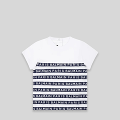 Balmain Kids Toddler's Striped Logo Short Sleeve T-Shirt
