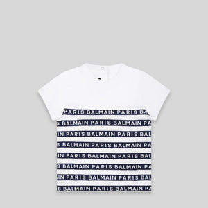 Balmain Kids Toddler's Striped Logo Short Sleeve T-Shirt