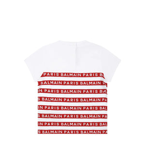 Balmain Kids Toddler's Striped Logo Short Sleeve T-Shirt