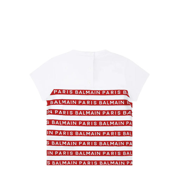Balmain Kids Toddler's Striped Logo Short Sleeve T-Shirt