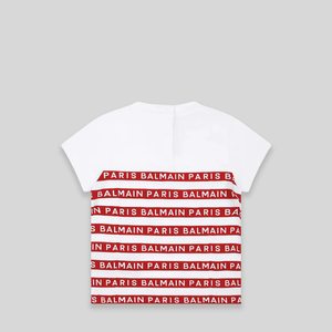Balmain Kids Toddler's Striped Logo Short Sleeve T-Shirt