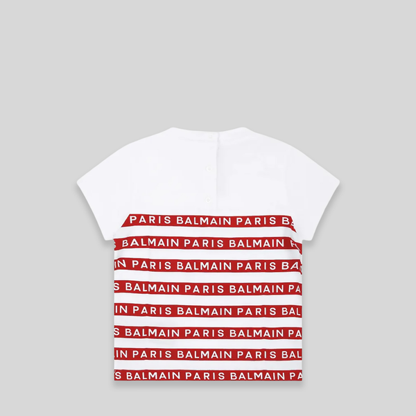 Balmain Kids Toddler's Striped Logo Short Sleeve T-Shirt