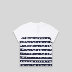Balmain Kids Toddler's Striped Logo Short Sleeve T-Shirt