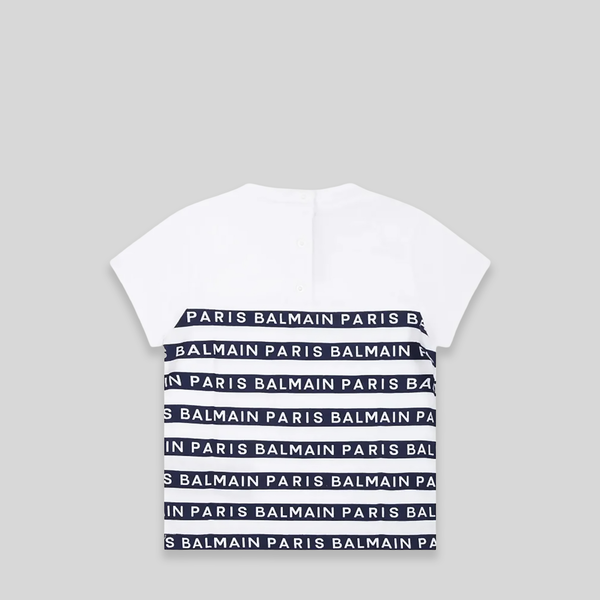 Balmain Kids Toddler's Striped Logo Short Sleeve T-Shirt