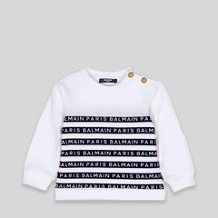 Balmain Kids Toddler's Striped Logo Sweatshirt