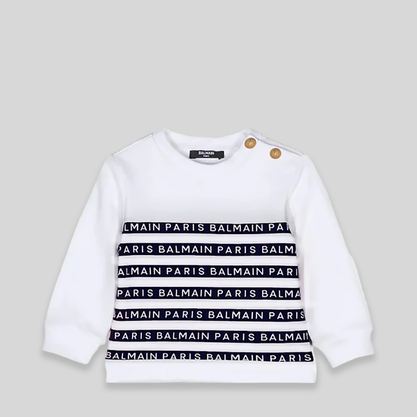 Balmain Kids Toddler's Striped Logo Sweatshirt