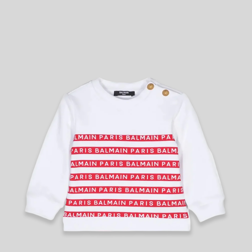 Balmain Kids Toddler's Striped Logo Sweatshirt