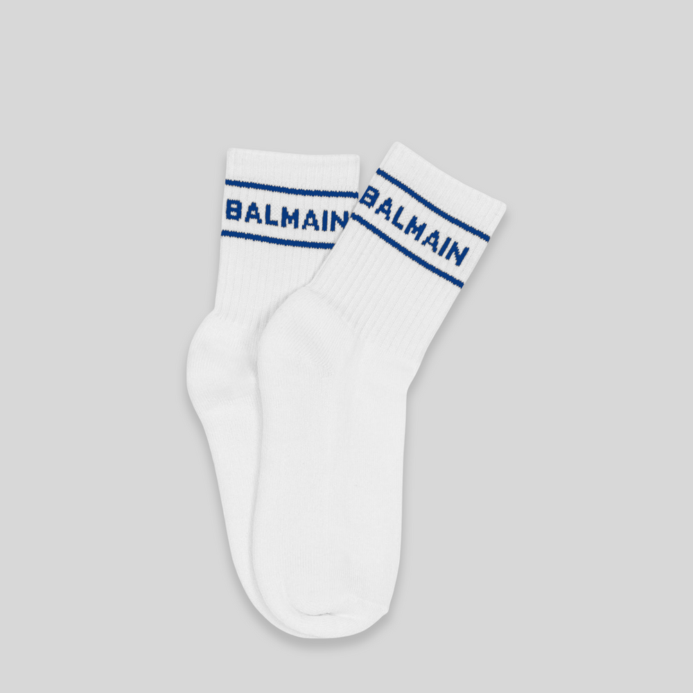 Balmain Kids Logo Stripe Socks