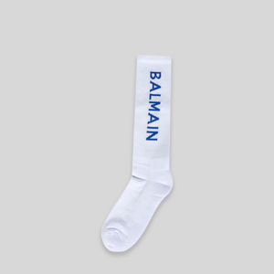 Balmain Kids Jacquard Logo Crew Socks